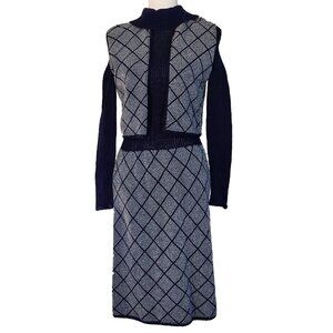 St. John Knits Vintage 1960s Long-Sleeve Dress & Sleeveless Vest 2-Piece Set